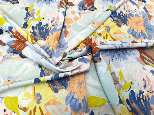 Seda Francesa Multicolor Floral – Verde y Tonos Pastel