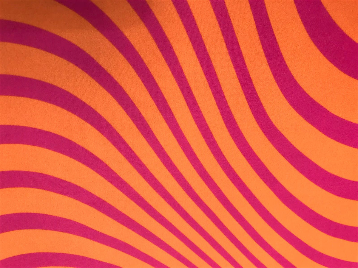Seda Francesa Ondas Op Art Fucsia y Naranja