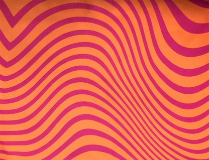 Seda Francesa Ondas Op Art Fucsia y Naranja