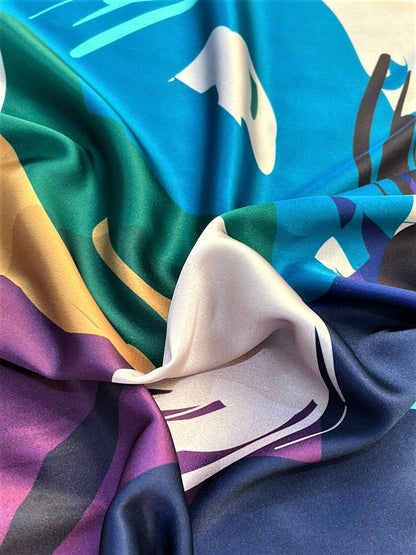 Seda Francesa Pinceladas Azul Petróleo, Morado y Verde