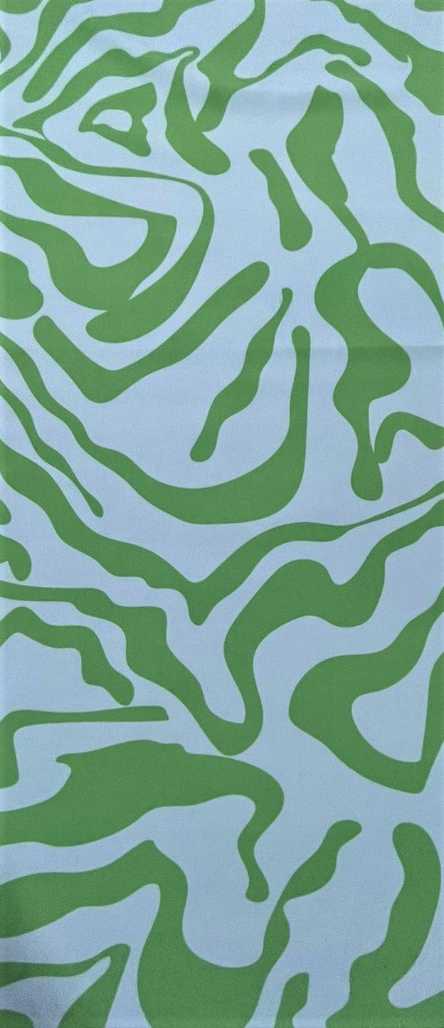 Seda Francesa Abstracta Ondas Verde y Azul Cielo